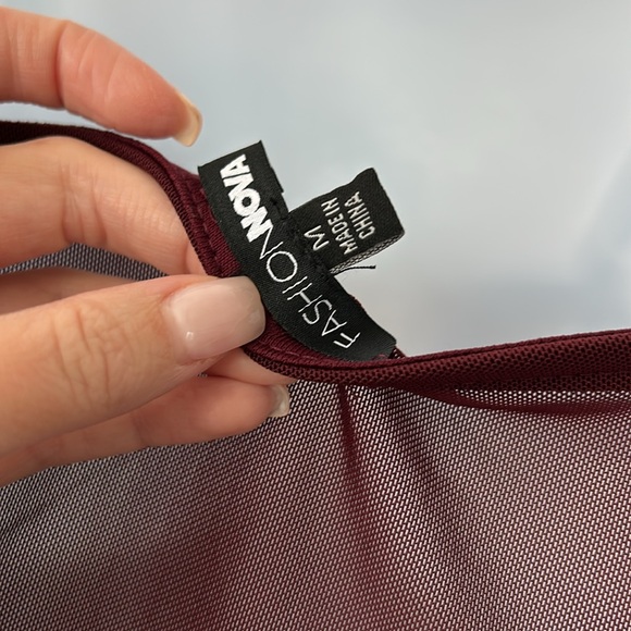 Faux Leather Burgundy Bodysuit Medium - Picture 4 of 5